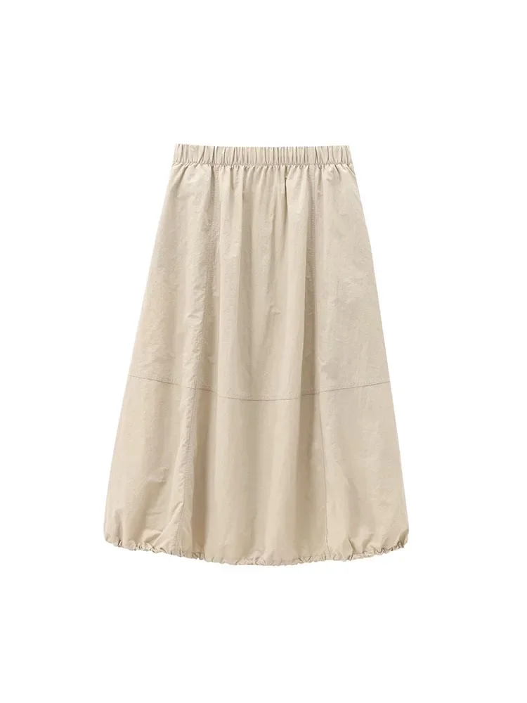 Pop 2024 New Waist Skirt Elastic Waist Three-dimensional Fluffy Flower Bud Skirt Temperament High Waist Versatile Long Skirt