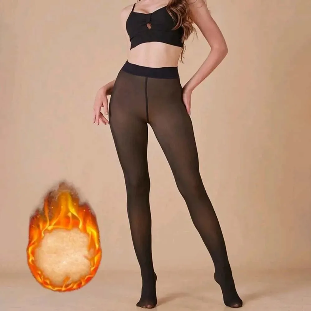 المرأة شفافة الجوارب الحرارية طماق الشتاء رشاقته صوف مبطن جوارب طويلة مرونة عالية الخصر دفئا الجوارب #5