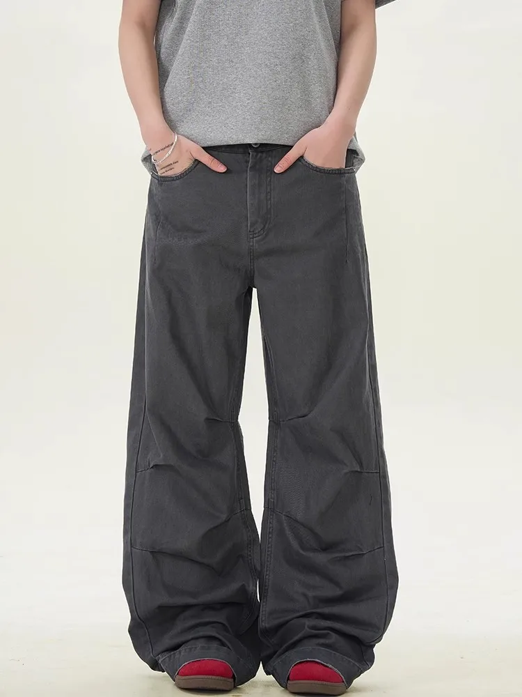 

American Vintage Folded Straight Leg Casual Pants Loose Fit ex Long Trousers Workwear Sle Youthful Energy All Seasons