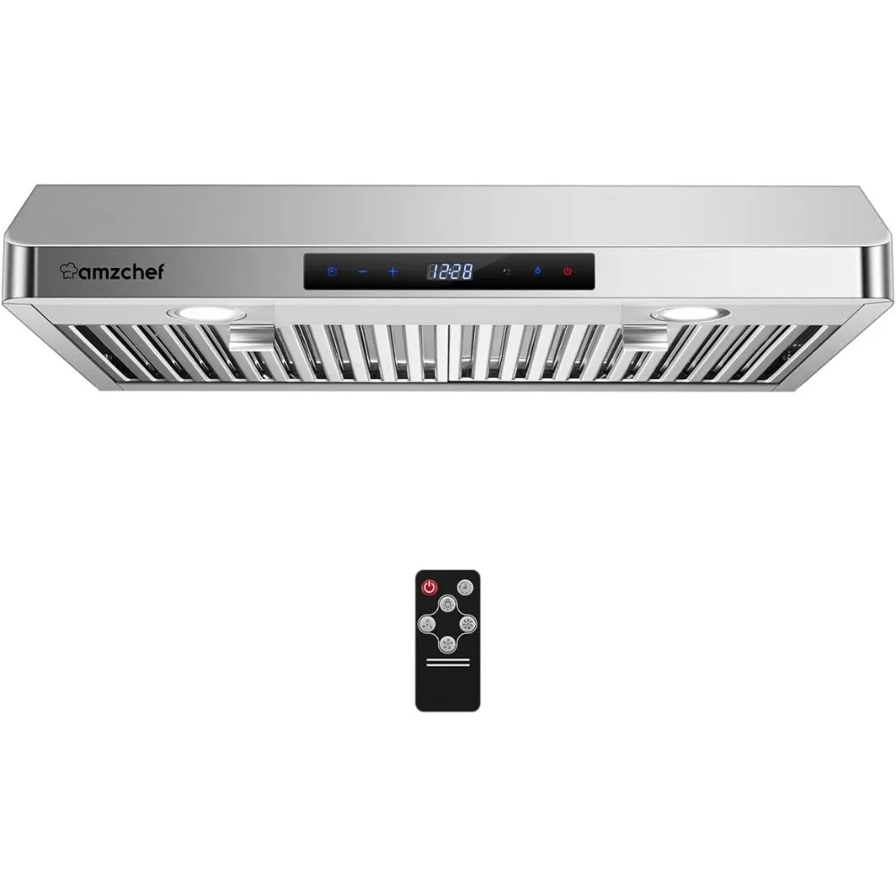 Under Cabinet Range Hood 30 Inch, 700CFM Stainless Steel Kitchen Stove Vent Hood 3 Speed Exhaust Fan Touch