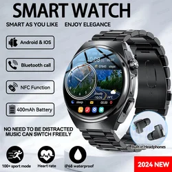 2024 New NFC Headset Smart Watch TWS 2 in 1 Wireless Bluetooth Call Heart Rate Health Monitor Sport GPS Track Music Smartwatches