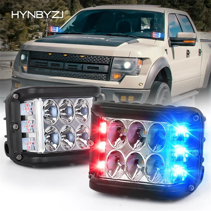 HYNBYZJ 4 Inch Led Pods Light with Blue DRL Flash Strobe Function Driving Flood Spot Cube Work Light Bar For ATV SUV Cars