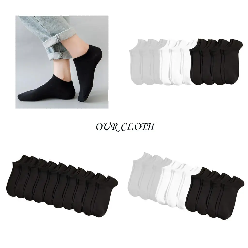 10 Pairs Durable Elastic Daily Wear Socks Low Cut Design for Sports Casual Y1AC