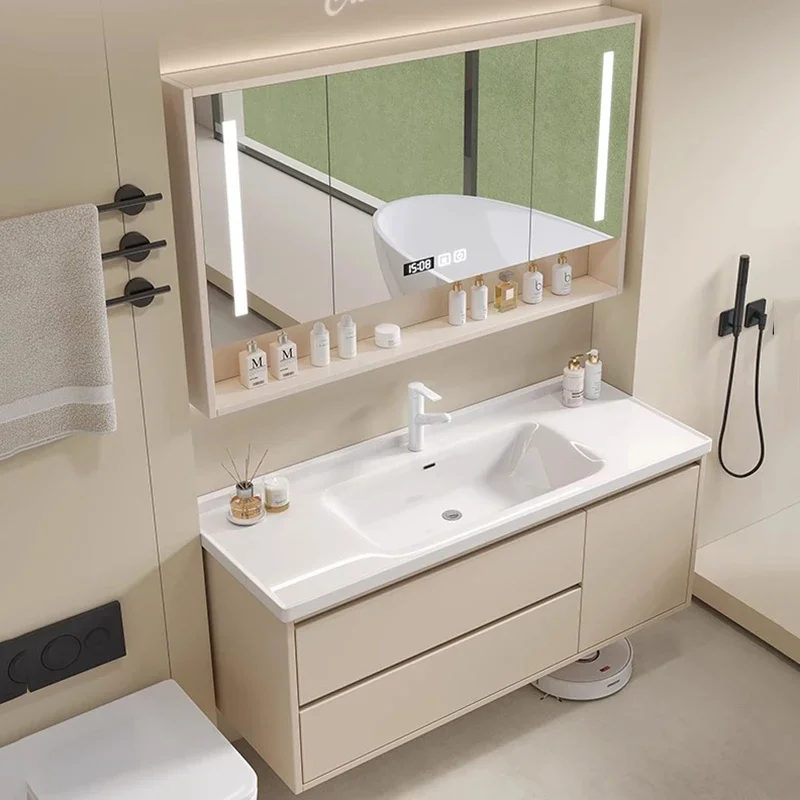 

Modern Organizer Bathroom Cabinet Wooden Drawers Wall Mounted Bathroom Cabinet Mirror Vanity Badkamer Kastje Home Furniture