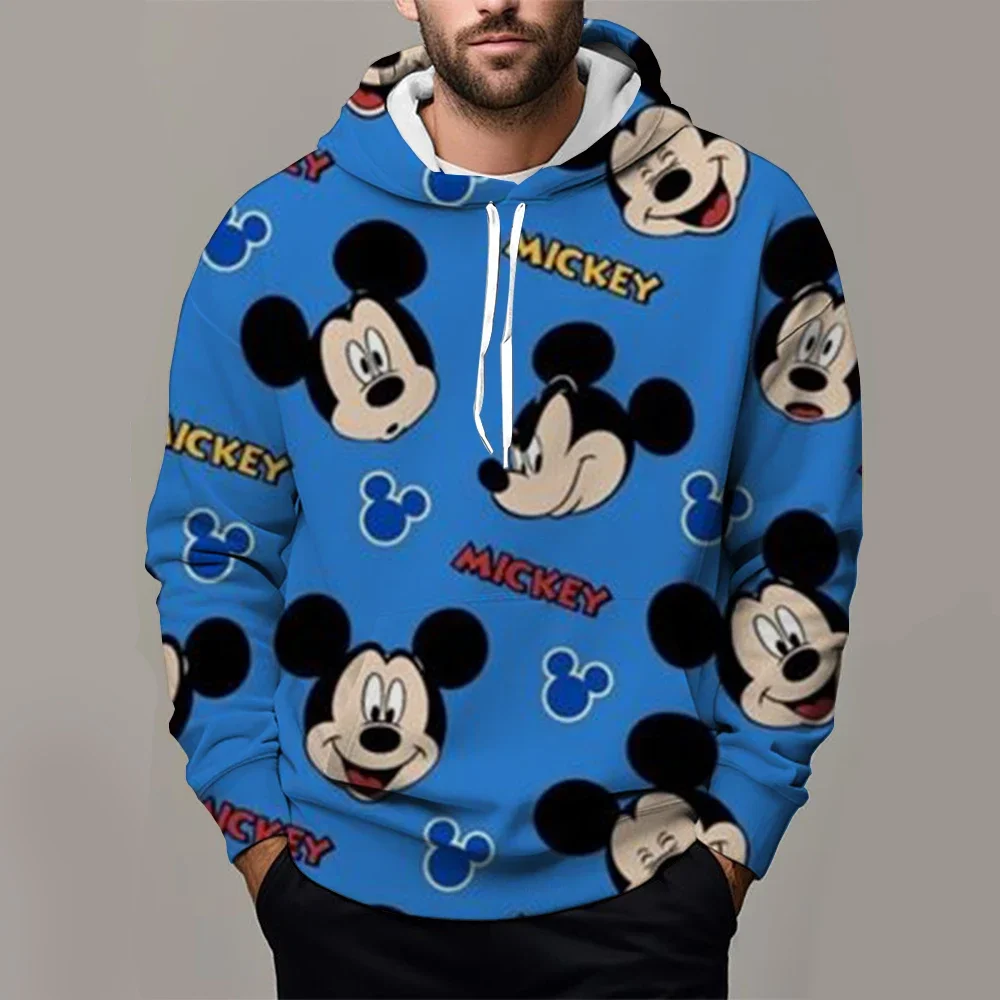 

Men's Mickey Mouse Pullover Clothes Cartoon Hooded Coat Women Hoodies Casual Autumn Couple Oversized Sweatshirts Kids Loose Tops