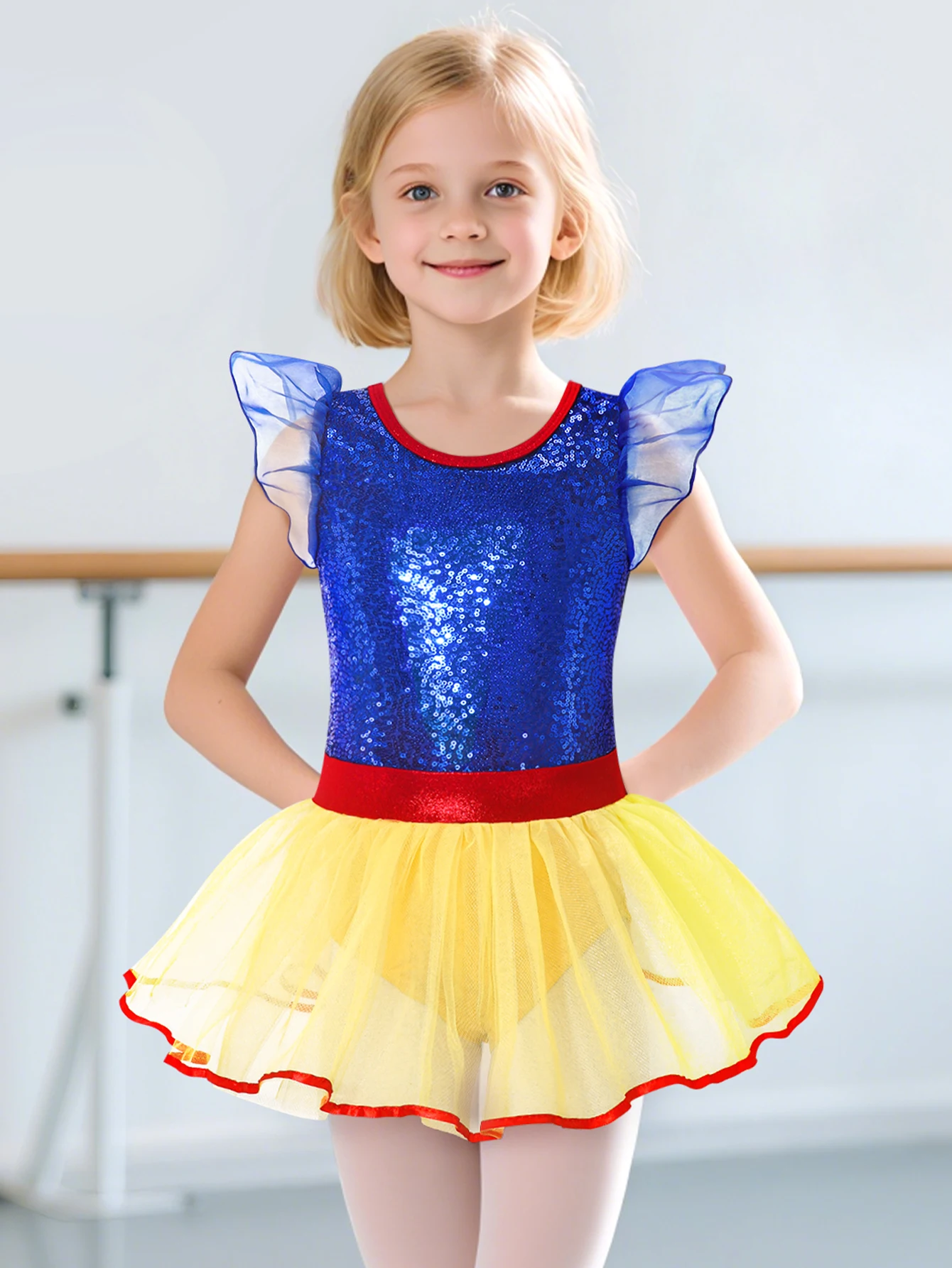 

Детский балетный купальник с рюшами и рукавами для девочек, танцевальные платья-пачки принцессы, танцевальная одежда для балерины, нарядный костюм
