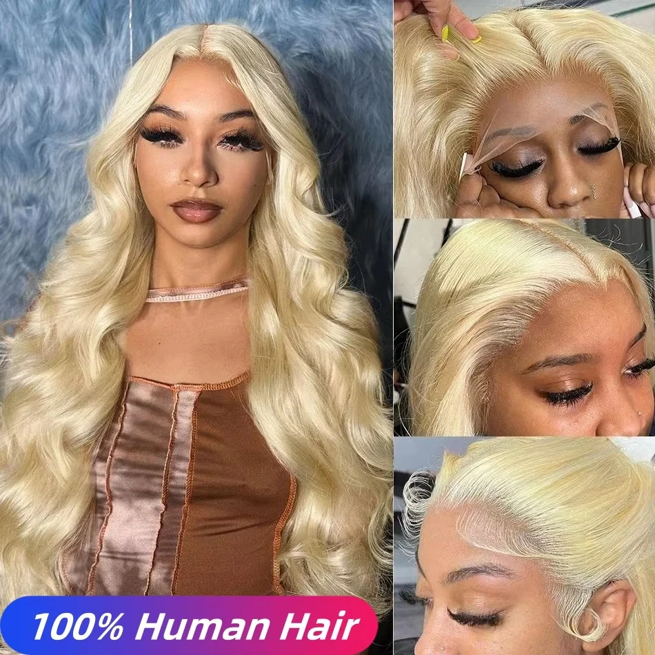 13x4 HD Transparent Blonde Body Wave Lace Front Human Hair Wigs For Women 38 Inch 13x6 Brazilian 613 Lace Frontal Wig PrePlucked