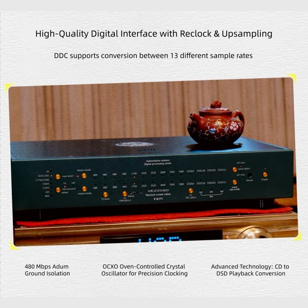 VS-01 Hi-Fi USB Digital Interface with Reclocking & Upsampling, Audiophile USB Bridge Signal Regen for DAC Enhancement