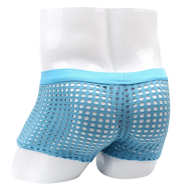 Transparent Sexy Boxers Underwear Men Mesh Erotic Boxershorts See Through Netted Pouch Underpants Male Gay Romantic Lingeries
