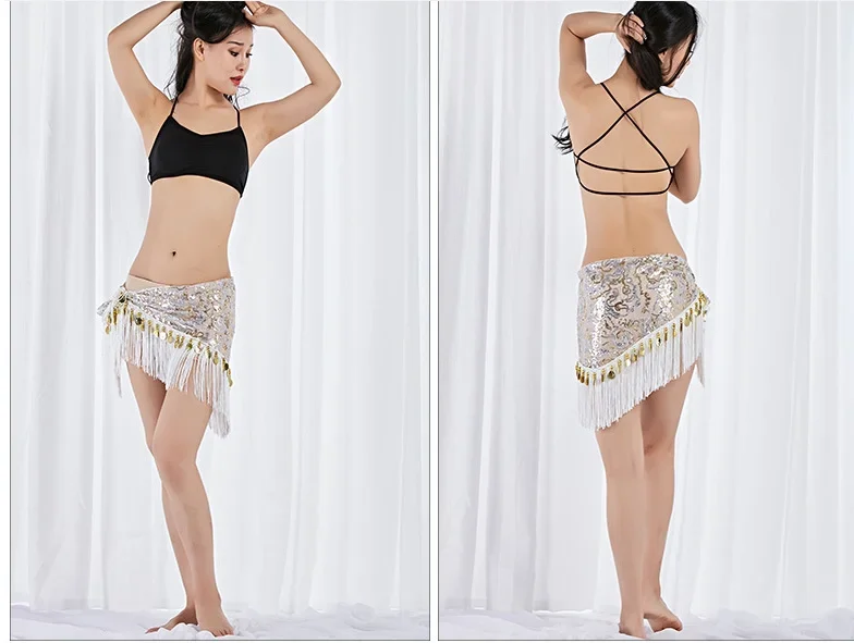 Bauchketten-Tailleketten mit Quasten, Pailletten und goldenen Münzen für Damen, Hüfttuch, orientalisches Tanzkostüm für Aufführungen und Übungen, Tanzaccessoires. – Detail 6