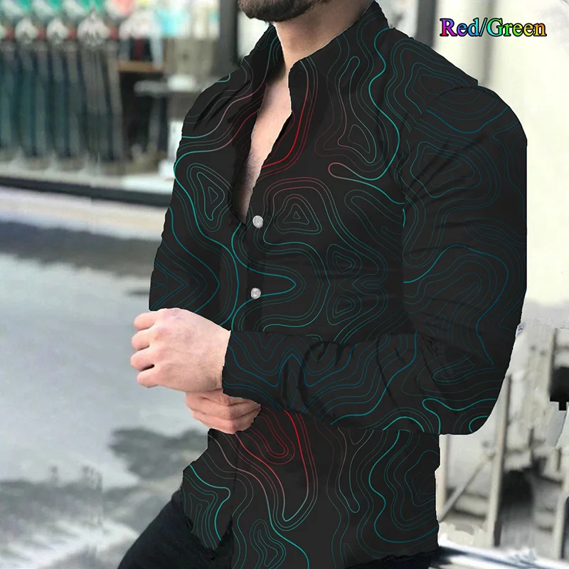 Camisa de manga comprida de peito único masculina, roupa de rua casual, top de lapela que combina com tudo, nova moda, 2024