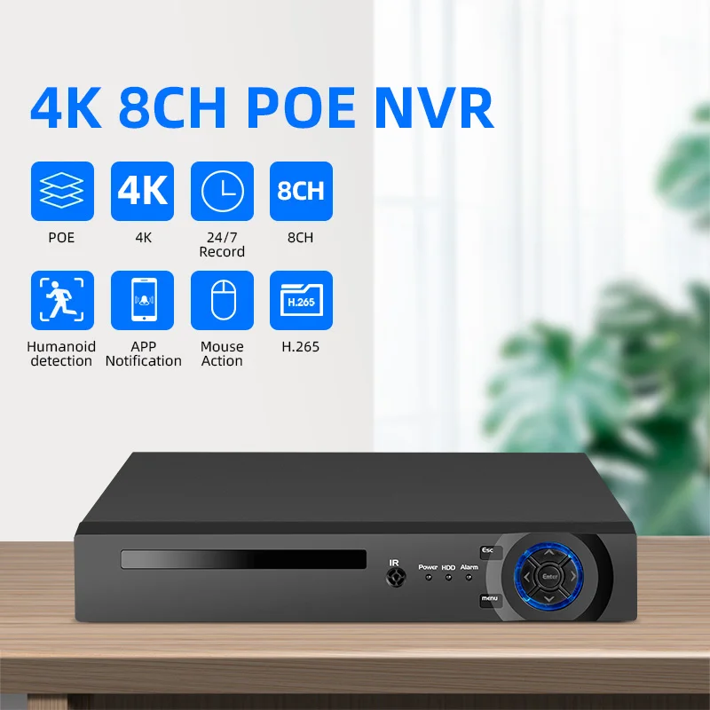 

Сетевой видеорегистратор KERUI 4K 8CH POE NVR с жестким диском на 1 ТБ, ONVIF, для систем видеонаблюдения CCTV с IP-камерами 6MP и 8MP POE