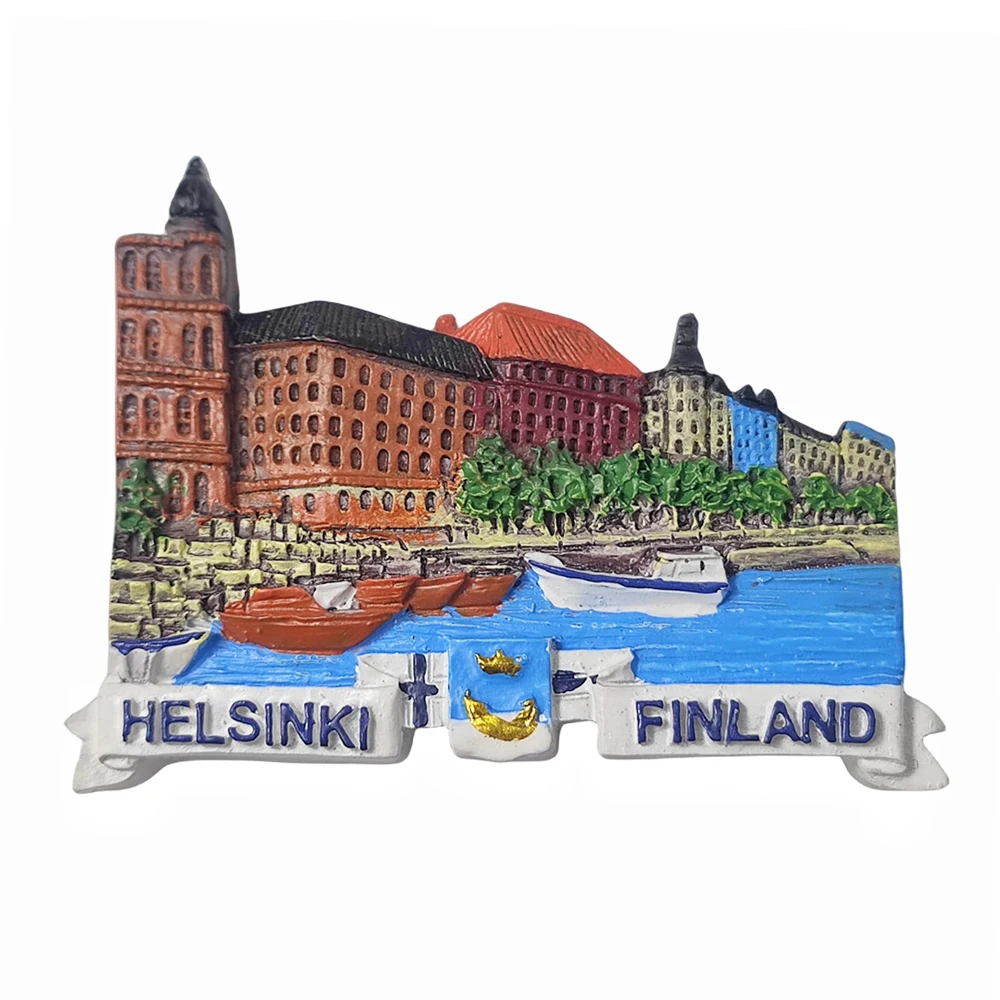 Helsinki Finland 3D Fridge Magnet Souvenir Gift,Resin Handmade Helsinki Refrigerator Magnet Home Decoration Collection