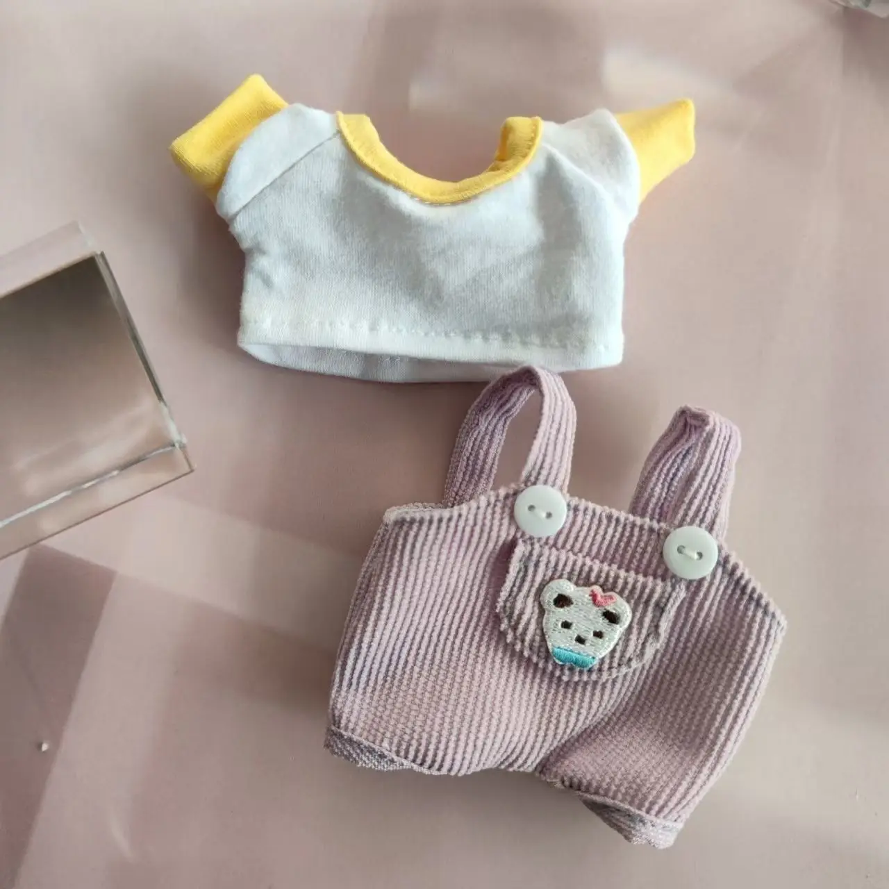

Для 15-17 см Labubu Macaron V1v2 плюшевая кукла, одежда, игрушка, шляпа, милый кулон, кукла, наряд, футболка, комбинезон, комплект, только аксессуары для кукол