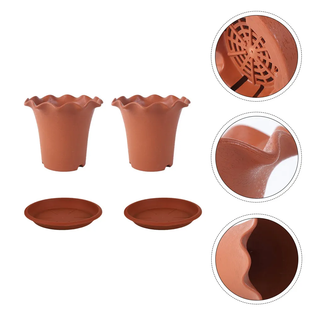 4Pcs Fashion Creative Square Plastic Flower Pot Thick PP Resin Material Breathable Drainage Design for Desktop Bedroom Kitchen