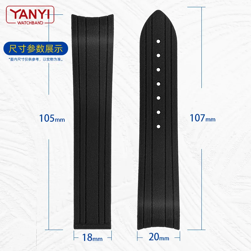 Rubber watch strap 20mm for omega New seamaster 300 watchband high-quality watch band folding clasp Curved end wristwatches belt