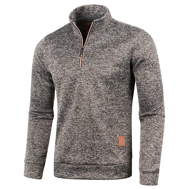 Men's Thin Fleece Sweatshirt with A Zipper At The Collar for Autumn and Winter, A Casual and Versatile Top for Mature Men.