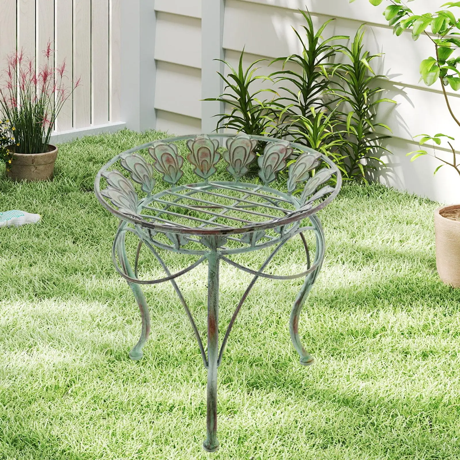 

Plant Stand Round Heavy Duty Minimalist Iron Strong Support for Lawn Garden