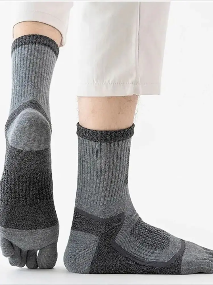 Sport-Zehensocken, Kompressions-Laufsocken, atmungsaktiv, schweißabsorbierend, bequem, dick, strapazierfähig, für Outdoor-Fitness, 5-Finger-Socken – Detail 3
