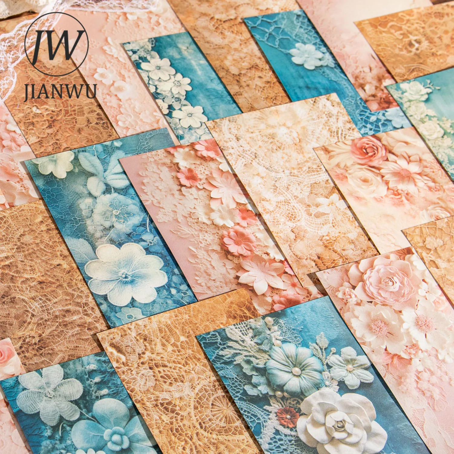 JIANWU 30 Sheets Lace Workshop Series Vintage Lace Collage Decor Material Paper Creative DIY Junk Journal Stationery