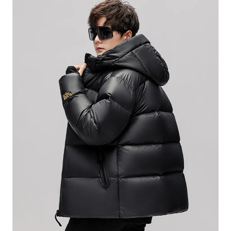 New Casual Autumn Winter Warm Duck Down Jackets Men's Outwear Windproof Black Color Thicken Puffer Coats Loose Tops Down Parkas