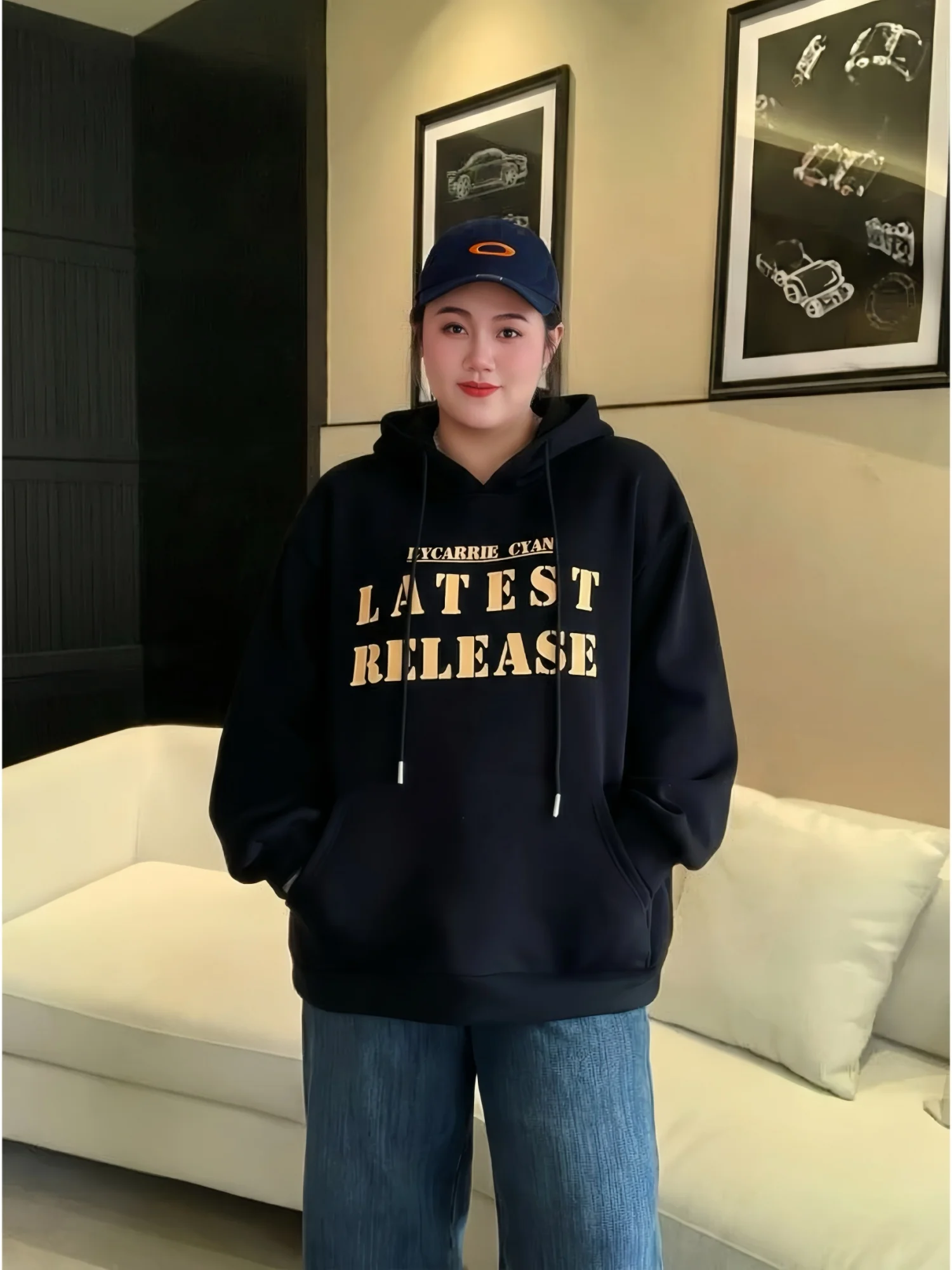 

plus Size Women's Hooded Fleece Lined Sweatshirt Casual Lazy Fashionable Autumn Winter Commute Windbreaker Standard Fit Shirt