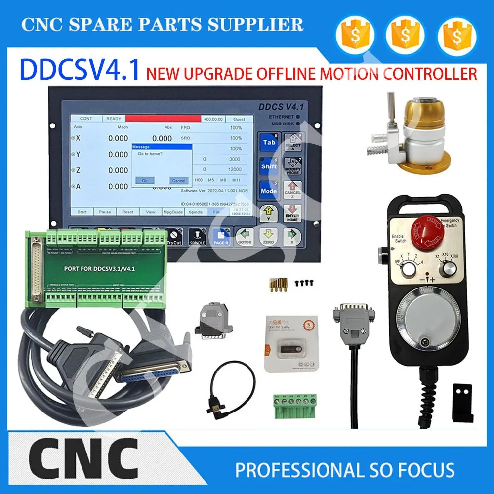 DDCSV4.1 CNC motion controller system kit 3axis 4axis engraving machine controller Z-axis probe 500K pulse support servo spindle