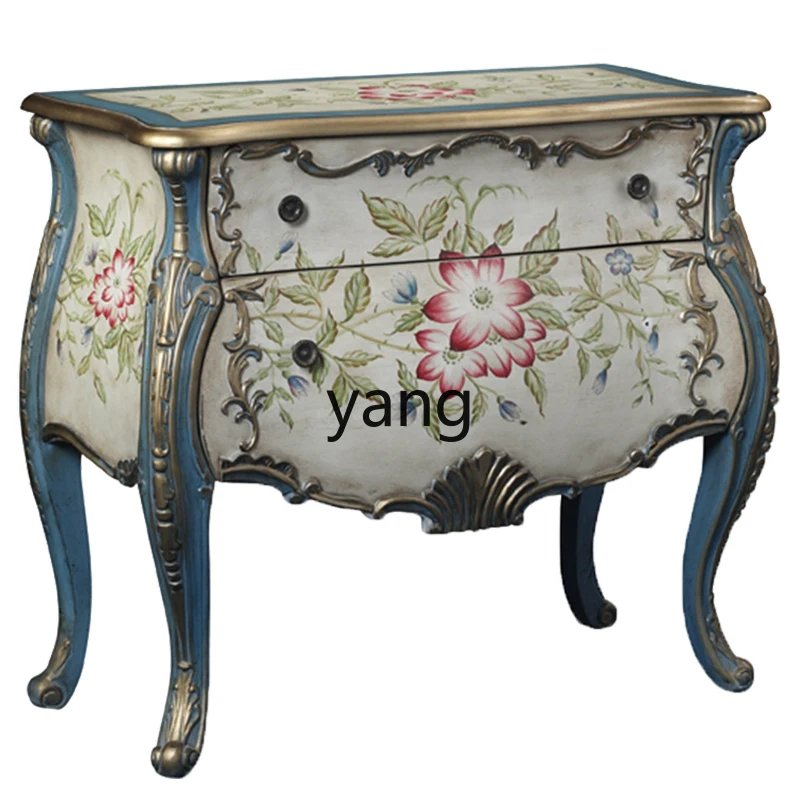 Yjq Foyer Doorway Living Room Wall Chest of Drawers Curio Cabinet Mediterranean Painted Furniture Storage Sideboard Cabinet