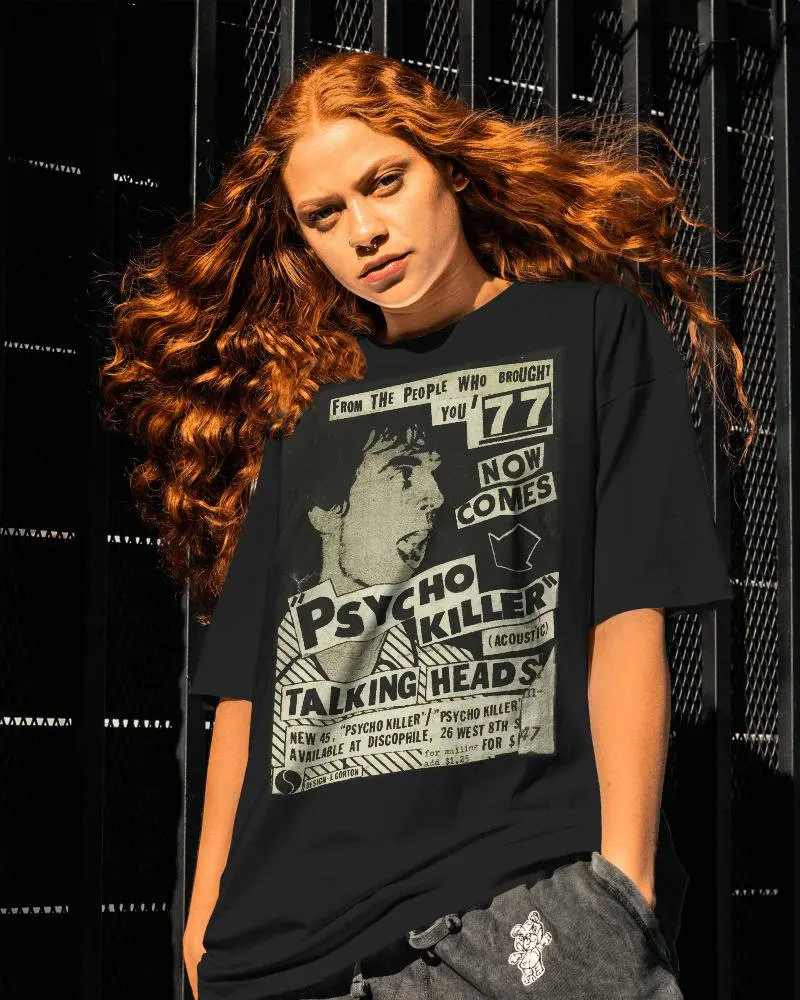 Talking Heads Psycho Killer Vintage Rock Graphic T-Shirt Cotton Men Women Streetwear Tee
