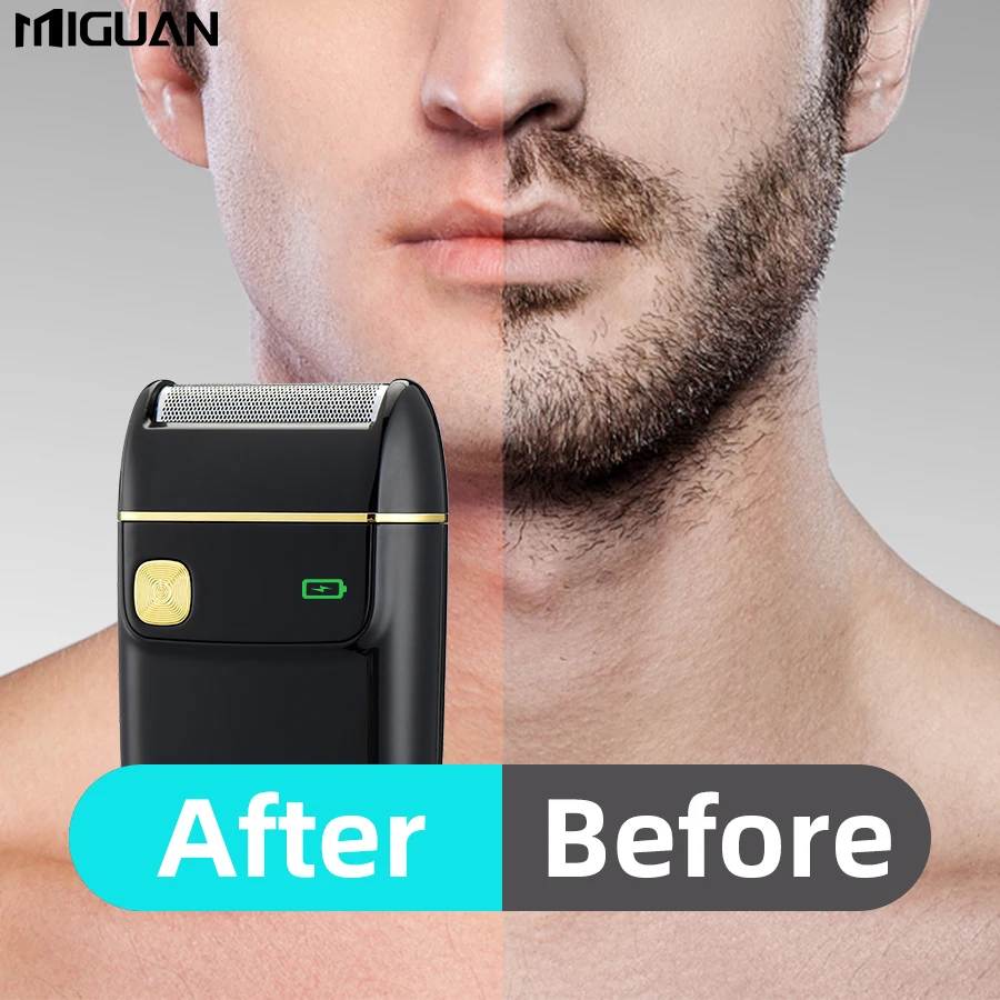 ماكينة حلاقة كهربائية قابلة لإعادة الشحن عبر USB - ترددية، محمولة، رقائق قابلة للاستبدال، أسود - للسفر والاستخدام المنزلي، هدية للرجال