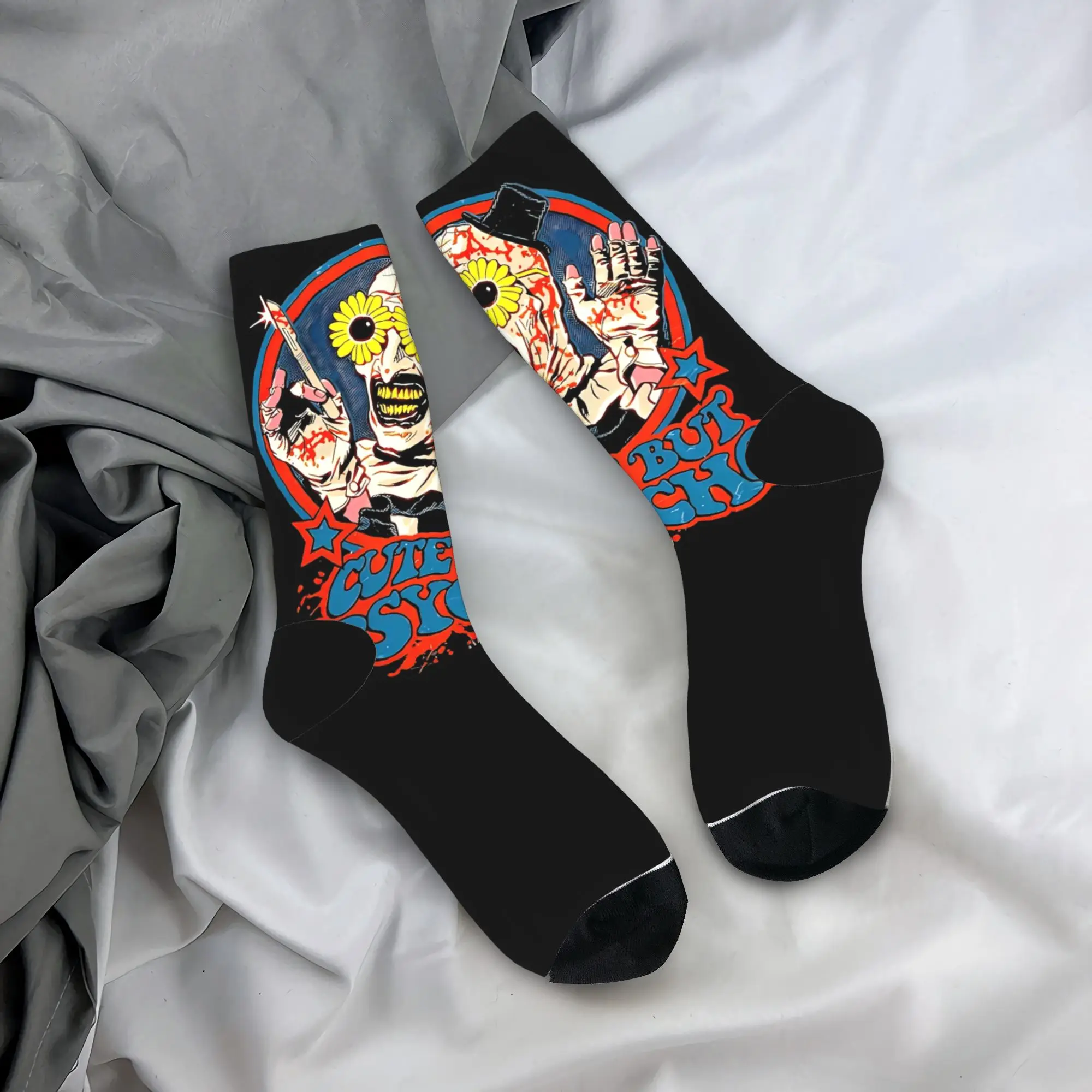 Winter Warm Hip-hop Men's Women's Cute but Psycho Terrifier Socks  Non-slip Skateboard Socks