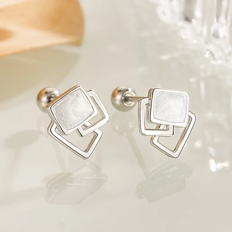 Simple Geometric Square Stud Earrings for Women