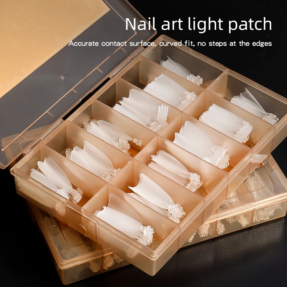 KANIU 320 Tablets Per Boxmatte Acrylic Nails Almond Fake Nails Half Pre-Made C-Shaped Rhinestone Tube Nails Extended French Fals