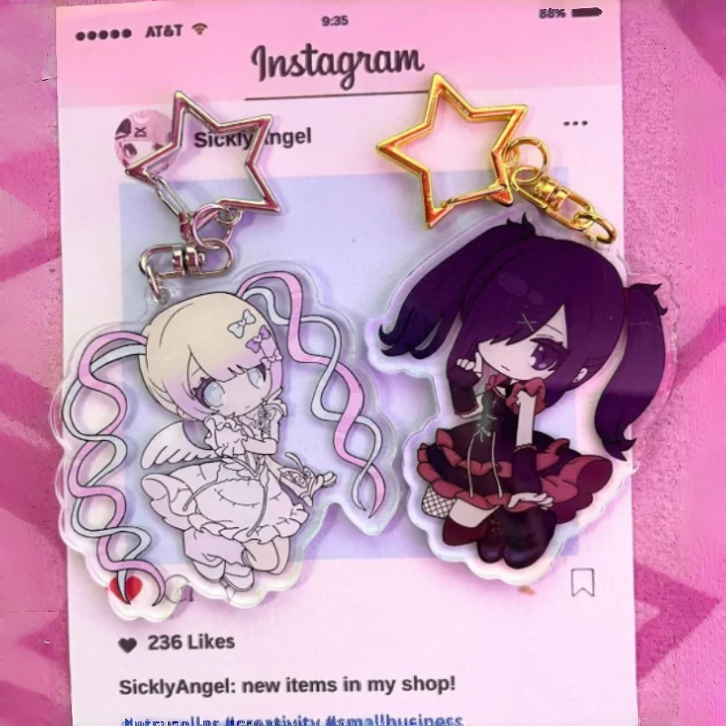 5Cm Acrylic Keychain Bag Pendant for NEEDY GIRL OVERDOSE Ame-chan Ongaku Tenshi Anime  Peripherals Exquisite Accessories Gifes