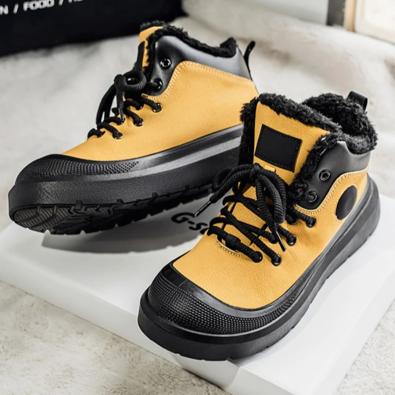 Новые повседневные профессиональные противоскользящие походные туфли с четырехсезонным цветным нескользящим флисом с круглым носком и теплым шнуровкой