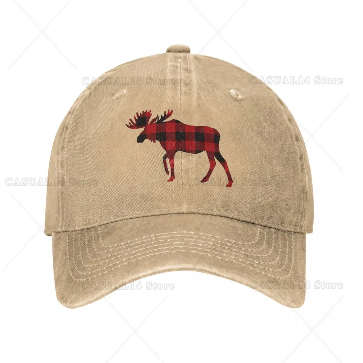 

Buffalo Plaid Washed Baseball Cap Moose Lumberjack Funny Trucker Hat Spring Men Gym Logo Baseball Caps