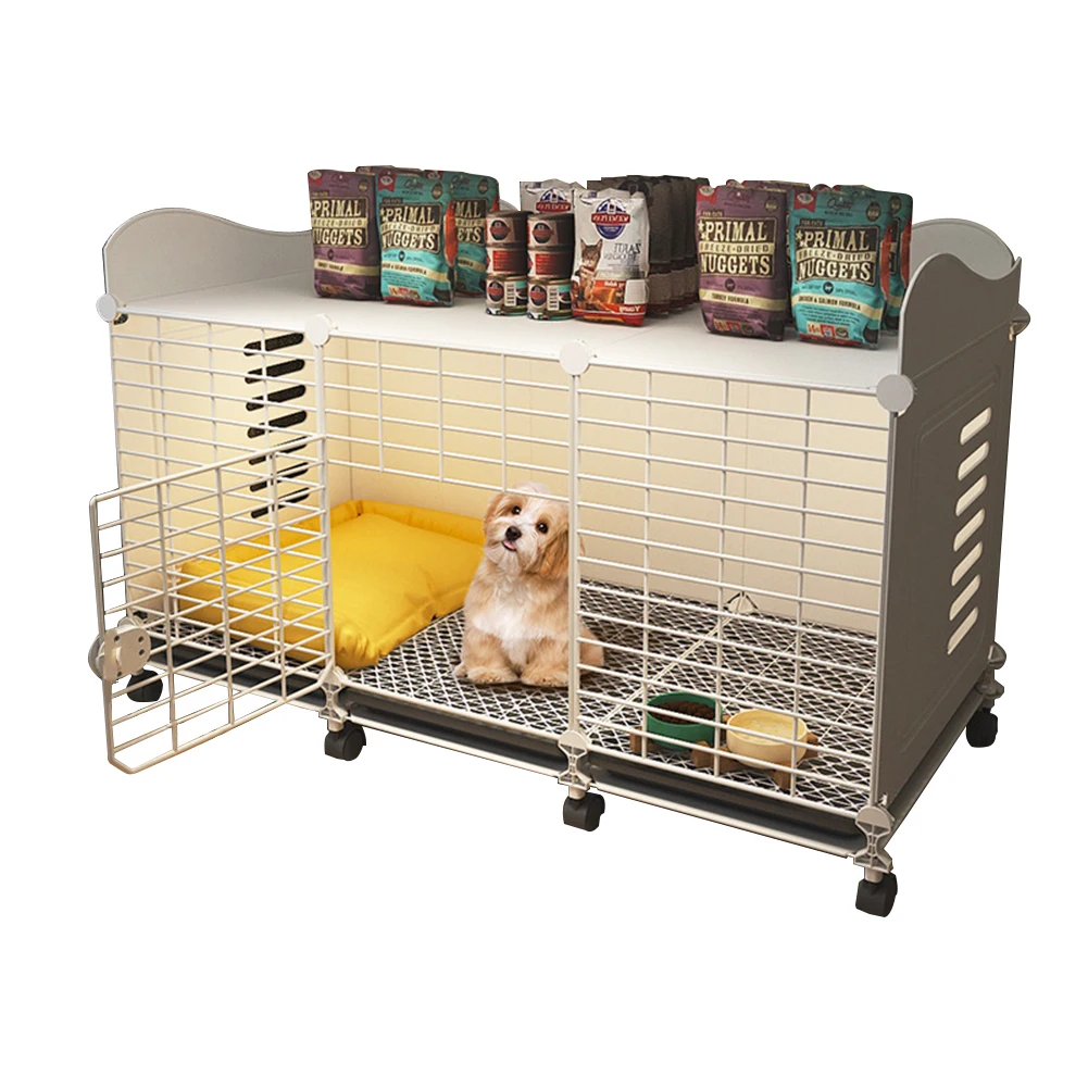 

Dog Kennel with Wheels & Tray Indoor Dog House Wired Cage Crate Dog Kennels Wire Dogs Kennel for Small/Medium/Large Dog