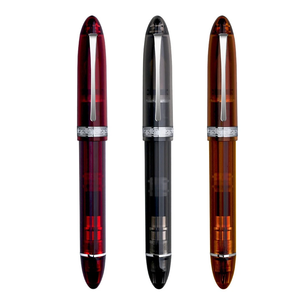 

Прозрачная цветная перьевая ручка MAJOHN V60, креативная треугольная ручка, поршневой наполнитель, смоляная ручка для школы, офиса, письмо, подарок