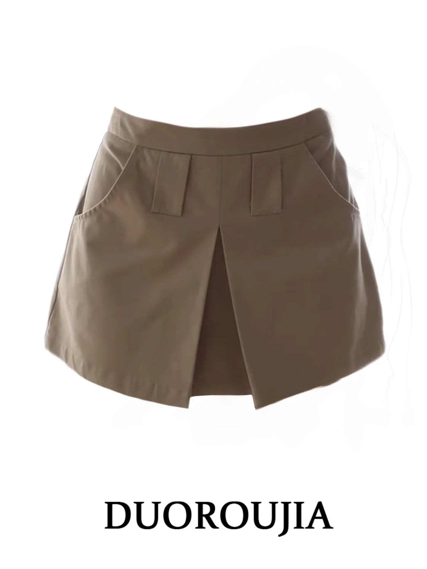 

High Waist A-Line Skirt plus Size Korean Workwear Khaki Color Women's Spring Season Slimming Design Short Skirt