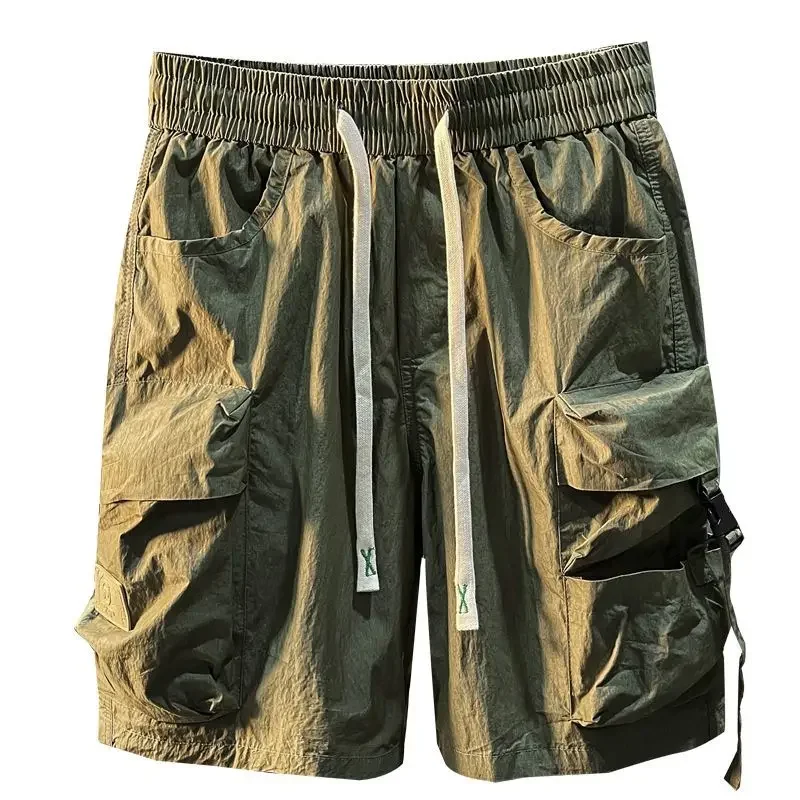 Mens Cargo Shorts Baggy Short Pants for Men with Pockets Oversize Loose Solid Long Draw String Bermuda Wide Half Big Size Jorts
