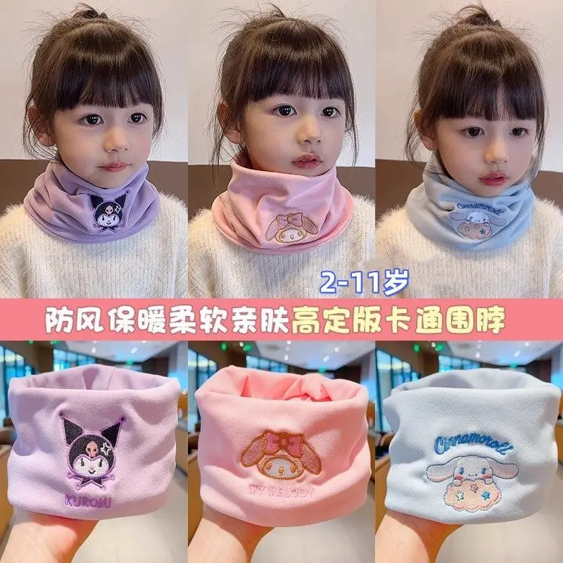 Sanrio Cinnamoroll Sciarpa per bambini Cartoon Kuromi Sciarpa per bambini carina morbida elastica portatile invernale Mantieni caldo Sciarpa pullover antivento calda