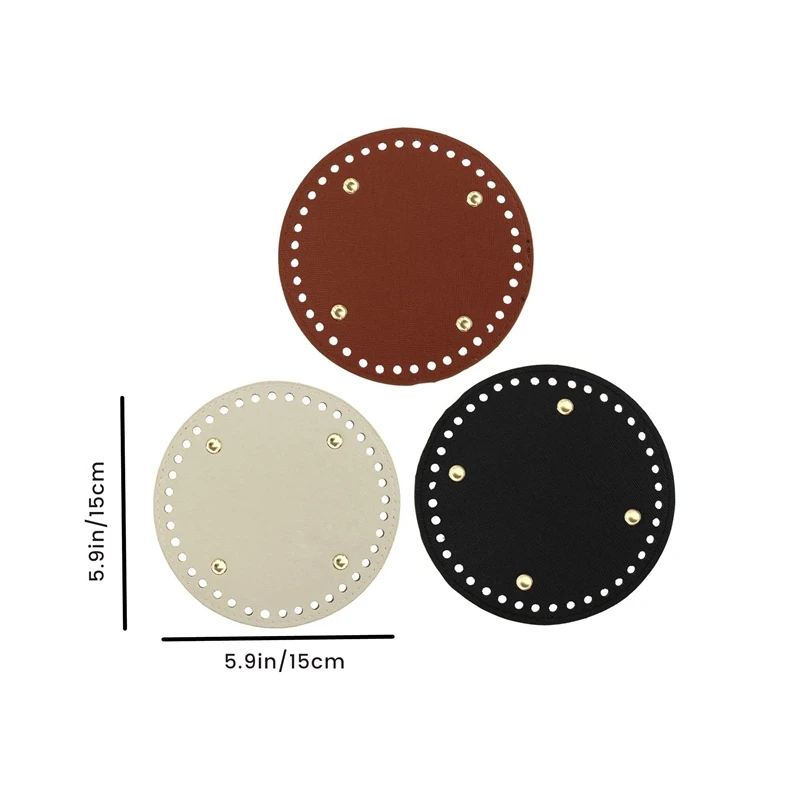 4Pcs PU Leather Knitting Crochet Round Bags Nail Bottom Shaper Pad Insert Cushion Base For DIY Shoulder Bag Accessories