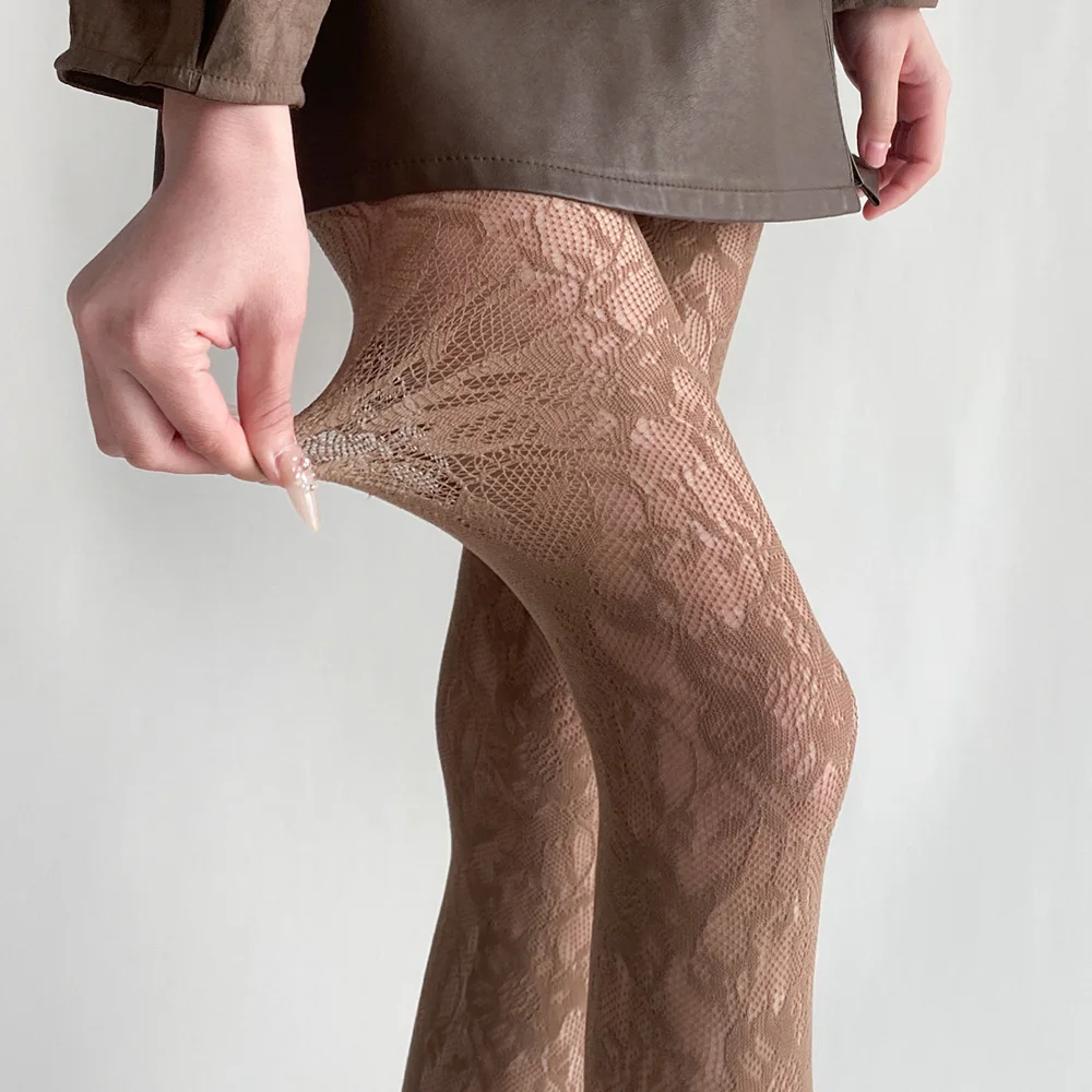 Damen Sexy Retro Blumenmuster Spitzen-Strümpfe Netz-Strümpfe mit Lochmuster Seidenstrümpfe Fischernetz-Spitze Atmungsaktive Strumpfhosen – Detail 15