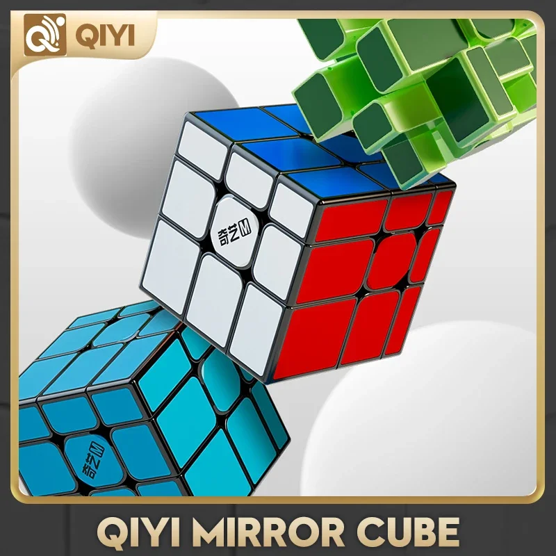 

[CubeFun]QiYi Mirror 3x3 Magic Cube Magnetic Blue Green Full Stickers Professional Puzzle Speed Cubes Toys Children For Gifts