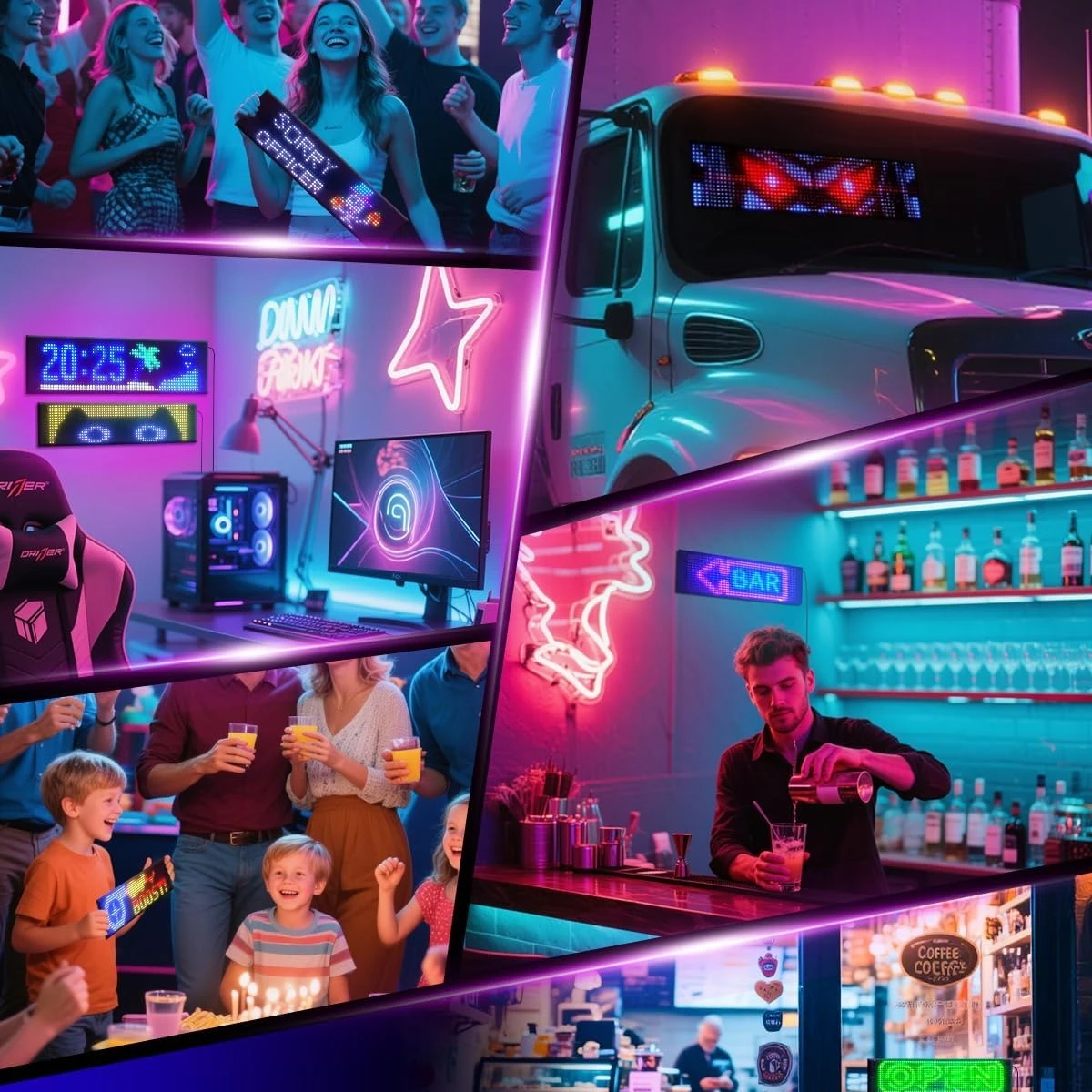Novo painel de pixel de matriz led tela flexível rgb carro graffiti rolagem texto animação loja lembrete luz bluetooth