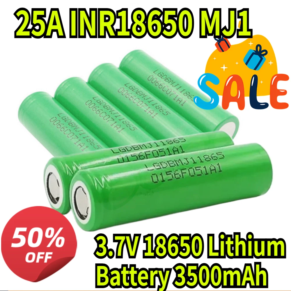 Литий-ионный аккумулятор 18650 3,7В 3500мАч 25А INR18650 MJ1, высокомощный аккумулятор для электроинструментов, перезаряжаемый