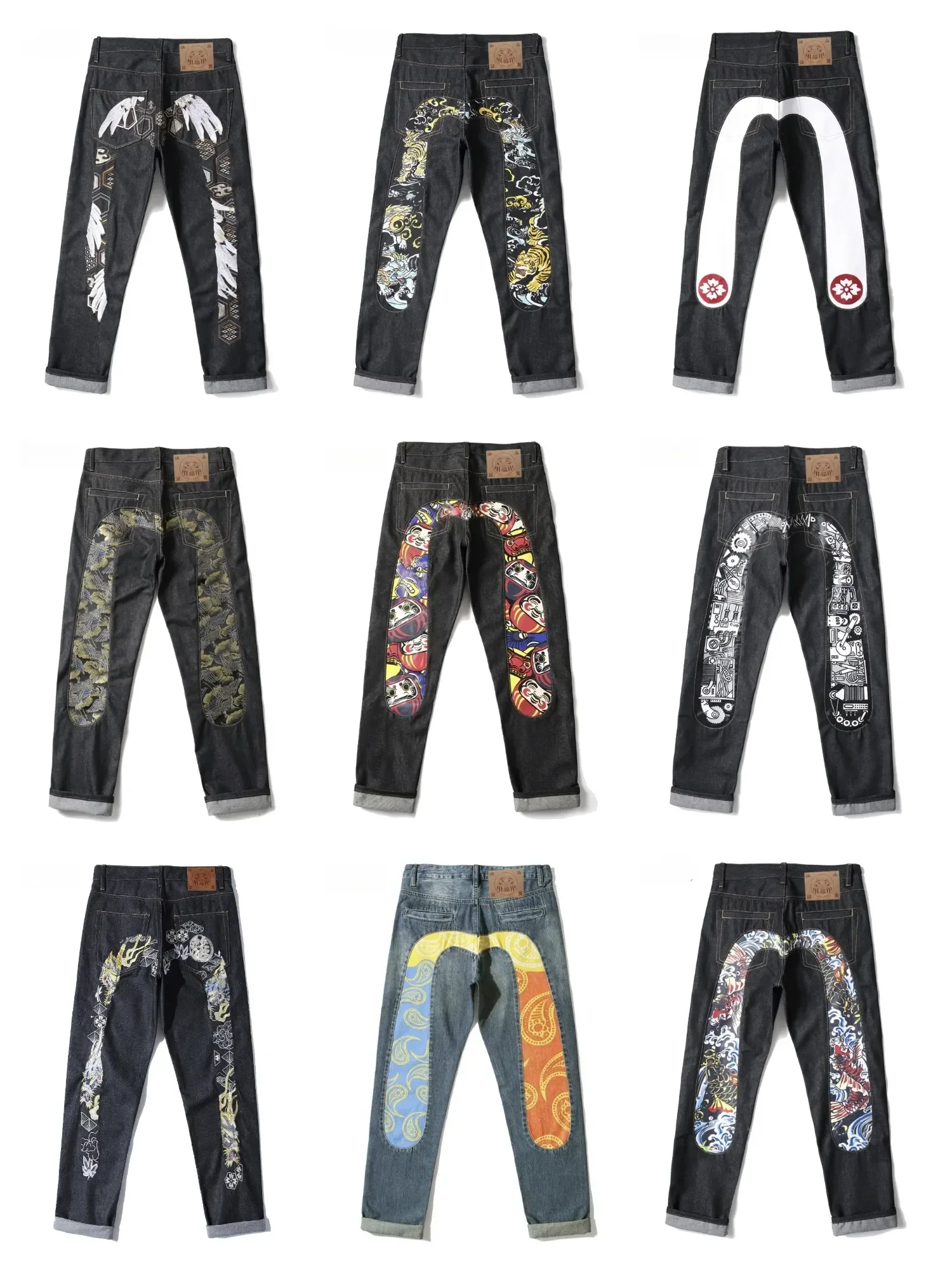 New Y2k jeans American retro hip hop fashion print jeans male Harajuku punk Gothic wide pants couple casual straight street wear