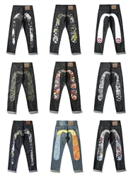 Pantalones vaqueros Y2k con estampado de moda retro americana para hombre, jeans Harajuku punk, Pantalones anchos góticos, ropa de calle recta informal para pareja