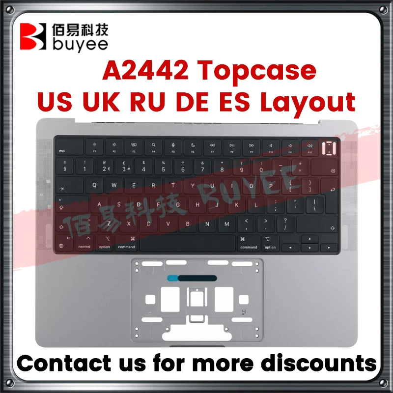 

Original New A2442 Palmrest Top Case For Macbook Pro Retina 14.2" A2442 US UK Russian Germany Spanish Keyboard 2021 Grey Silver