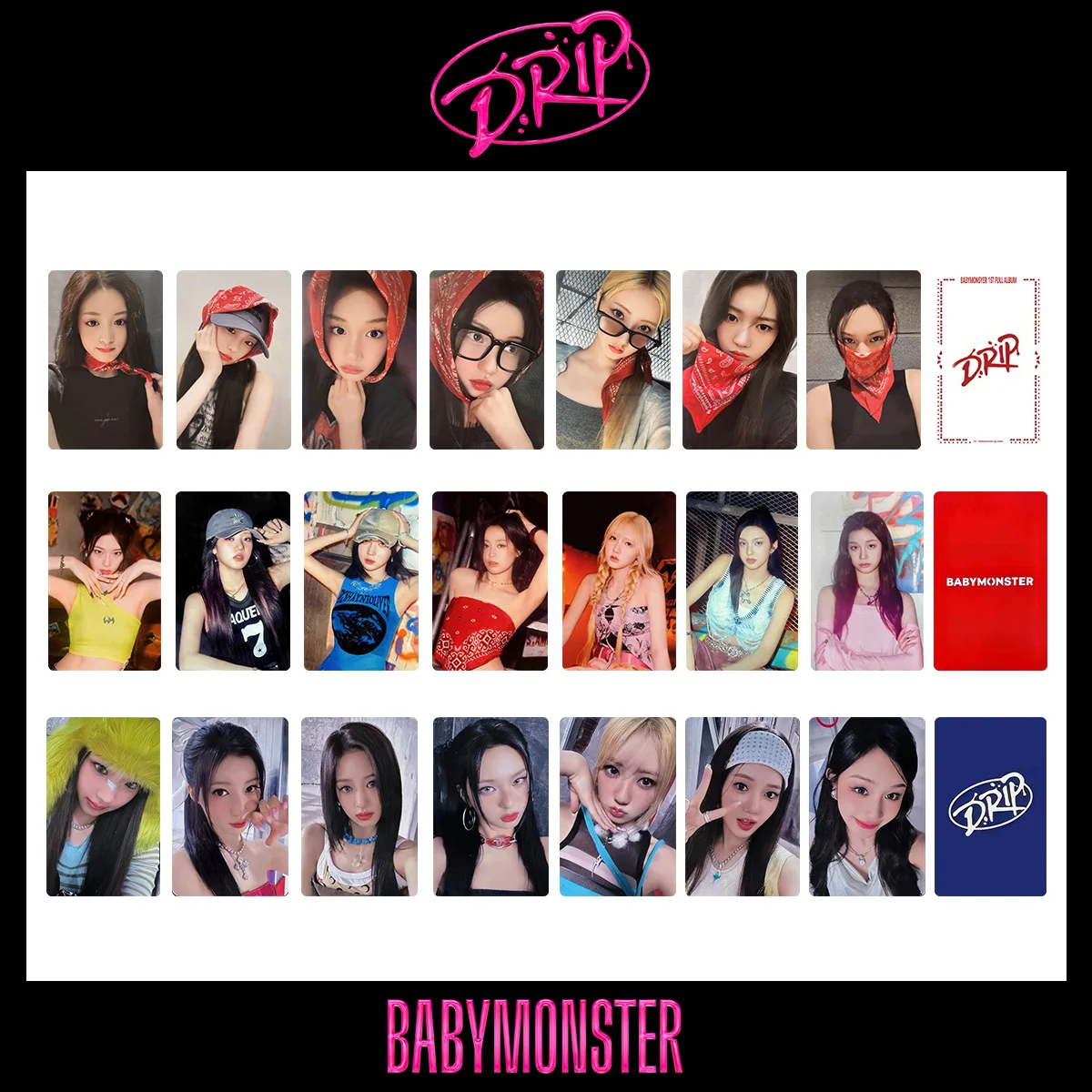 7Pcs/Set BABYMONSTER Idol New Album DRIP Lomo Cards HARAM AHYEON RORA ASA RUKA CHIQUITA PHARITA HD Printd Photocards Fans Gifts